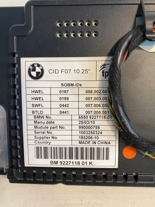 BMW MMI Display OEM 9227118 voor 5 Serie F10/F11/F07 image 3