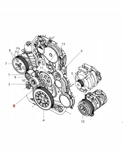 Tensor de correa Jeep Wrangler JK 2.8 CRD OEM 68031442AB image 3