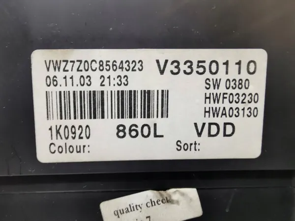 VWZ7Z0C8564323 Quadro de Instrumentos para VW Golf 1.9 TDI image 8