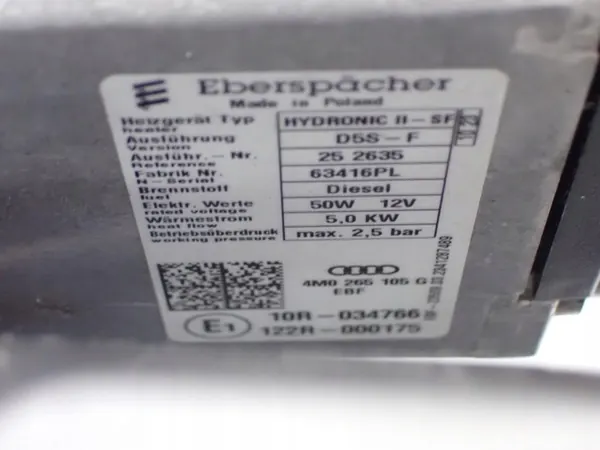 Webasto lisälämmitin OEM 4M0265105G Audi A8 D5 image 8