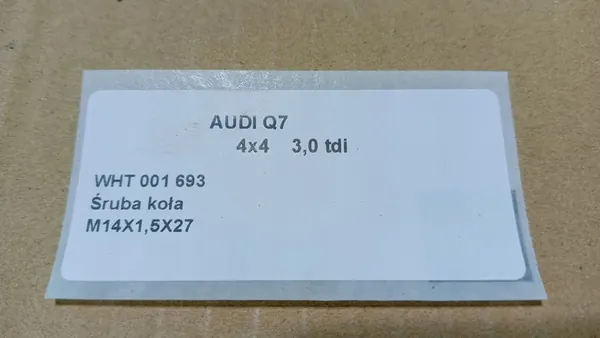 Hjulskruv AUDI Q7 OEM WHT001693 image 2
