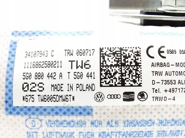 Höger sitskudde OEM 5G0880442A för Skoda Octavia III image 5
