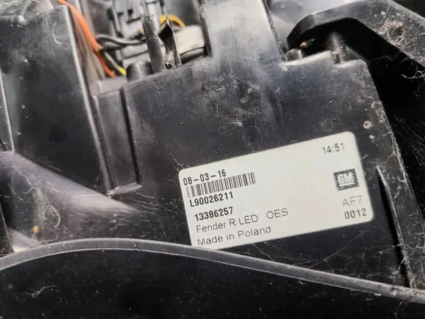 OPEL ASTRA J GTC OPC HÖGER BAK LED LAMPA 1386257 image 4