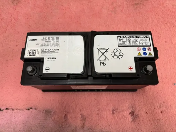 BMW 7604806 AGM Batteri 12V 105Ah 950A Begagnad image 2