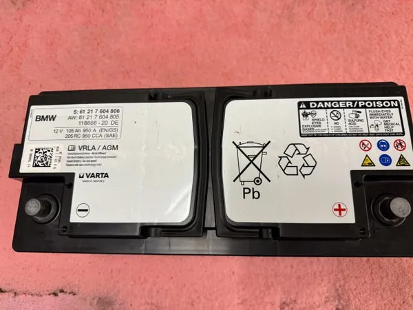 BMW 7604806 AGM Batteri 12V 105Ah 950A Begagnad image 3