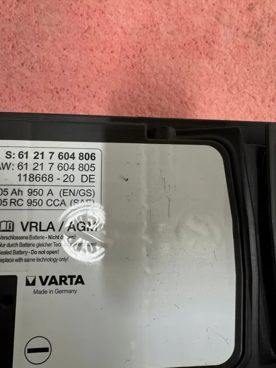 BMW 7604806 AGM Batteri 12V 105Ah 950A Begagnad image 5