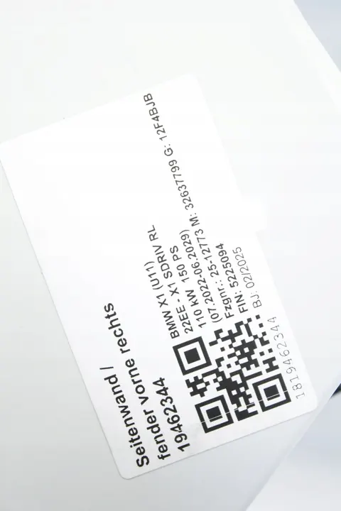 Parafango Anteriore Destro BMW U11 X1 A300 ALPINWEISS image 3