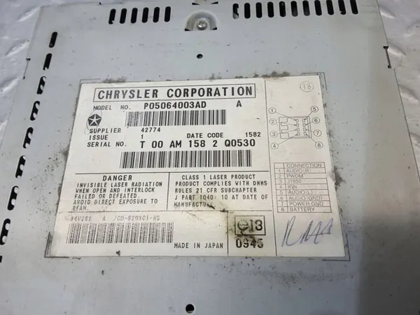 Trocador CD/DVD Dodge OEM 05064003AD - Usado image 5