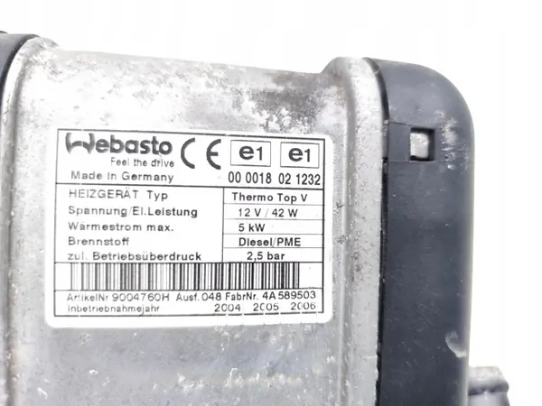 Parkeringsvärme Webasto OEM 9004760H VW Passat image 7