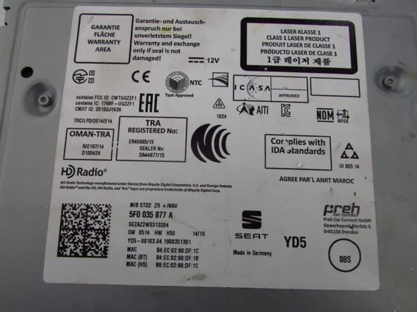 Lecteur Navigation SEAT OEM 5F0035877A - Occasion image 3