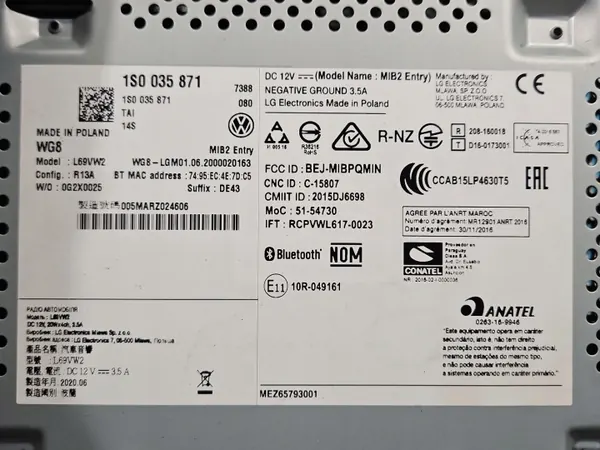 VW UP Werksradio OEM 1S0035871 Gebraucht image 6