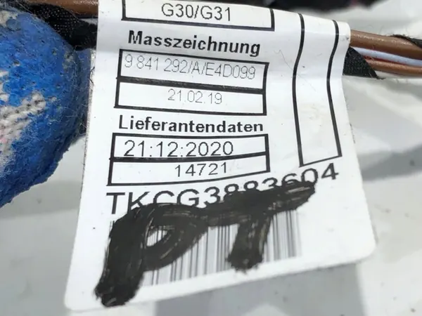 Rechts Achterdeur Bekabeling BMW G30 9841292 image 3
