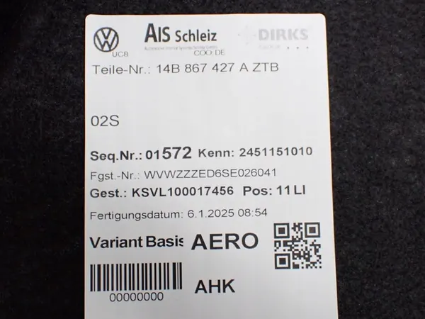 Left Trunk Upholstery Panel VW ID.7 Kombi 14B867427 image 6