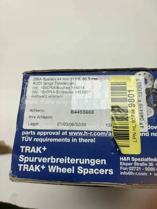 H&R DRA 44mm Wheel Spacers 5x112 Audi Porsche Volkswagen B4455668 image 4