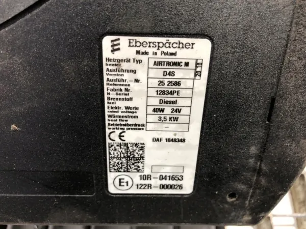 Webasto DAF XF Lämmitys OEM 1848348 - Käytetty image 6