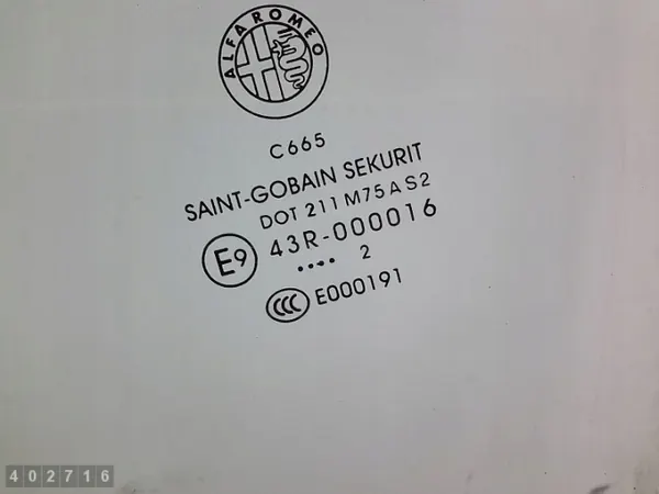 Vitre de porte Alfa Romeo OEM e943r000016 - Occasion image 3