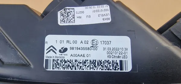OEM 9819435580 Oikea DRL-lamppu Citroen Berlingo IV:lle image 6