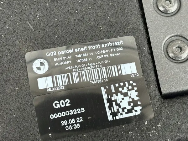 BMW X4 F98 G02 bakre bagagehylla OEM 7483726 image 3