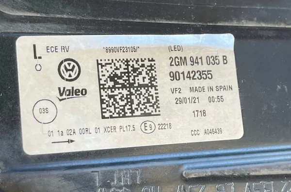 VW T-Cross Vasemman LED-ajovalon 2GM941035B 2GM941773B image 3