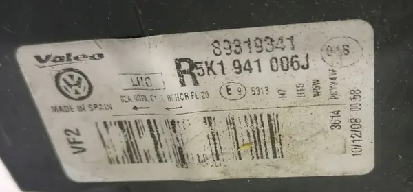 VW GOLF VI 08 Farol Direito 5K1941006J image 4