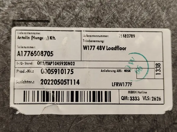 Mercedes A-klasse W177 kofferbakmat OEM A1776808705 image 3