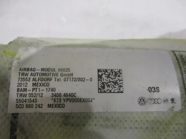 Almofada airbag banco Volkswagen OE 5C0880242 usada image 3