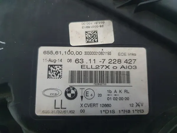 BMW 7 F01 F02 08-15 Xenon Dinâmico Esquerdo Completo 63117228427 image 7