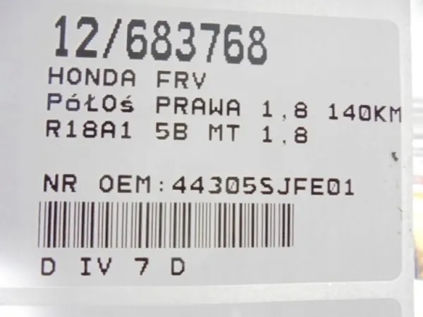 Höger drivaxel Honda FR-V 2.0 04R. OEM 44305SJFE01 image 8