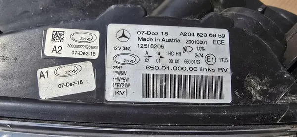 LINKER KOPLAMP MERCEDES BENZ GLK-KL X204 08-12 A2048206859 image 6