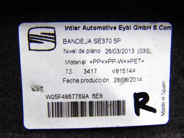 Bakre bagagehylla OEM 5F4867769A för Seat Leon III image 8