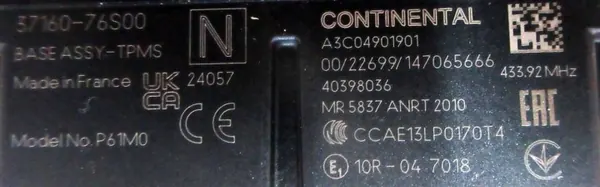 Module Pression Pneus Suzuki SX4 S-Cross II OEM 37160-76S00 image 4