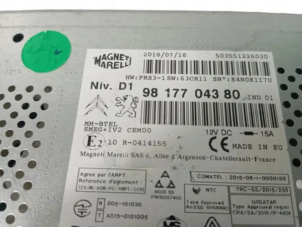 OEM 9817704380 Navigointinäyttö Citroën Berlingolle image 7