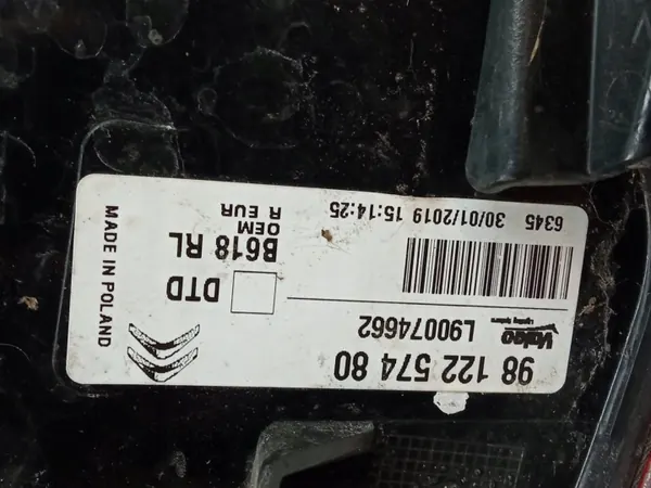 Feu Arrière Droit Citroen C3 III 2016-2024 OEM 9812257480 image 4
