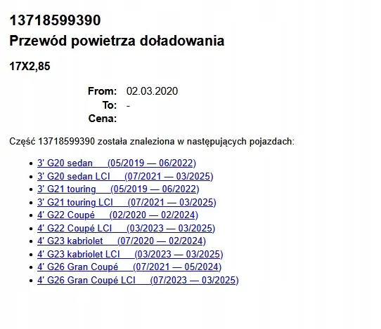 Intercooler-rör OEM BMW G20 G21 G22 G23 G26 image 4