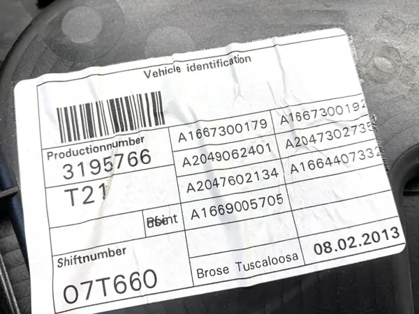 OEM A1669060501 Régulateur Vitre Arrière Gauche Mercedes W166 image 4