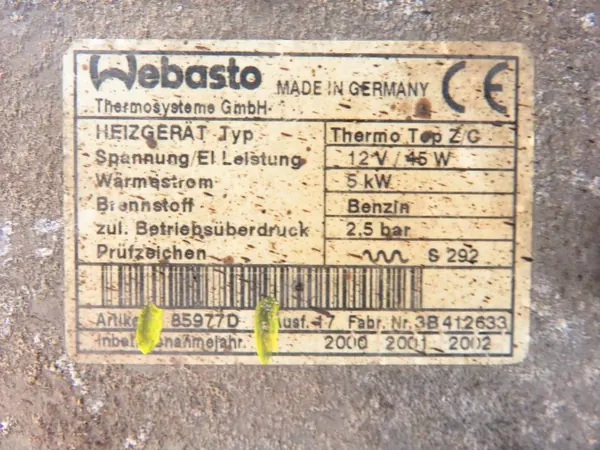 Webasto 85977D Gebrauchtheizung für Chrysler image 4