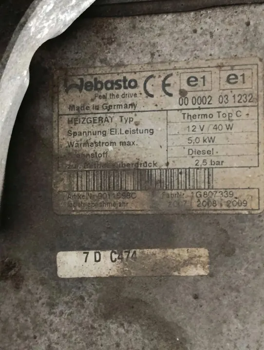 Webasto Fiat Ducato Furgón 250/290 3.0L 2010 OEM 000002021232 image 5
