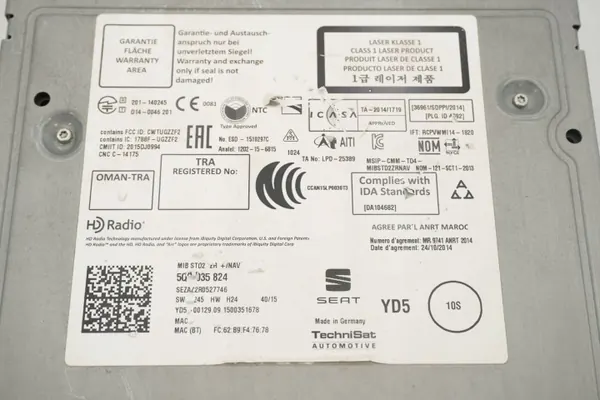 Gebrauchtes SEAT Radio CD OEM 5QA035824 - Marke 303 image 9