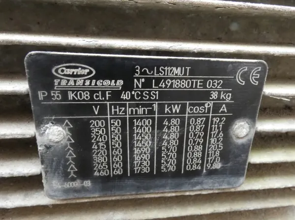 LS112MUT 54-60000-03 Moteur électrique Carrier 5.70 kW image 6