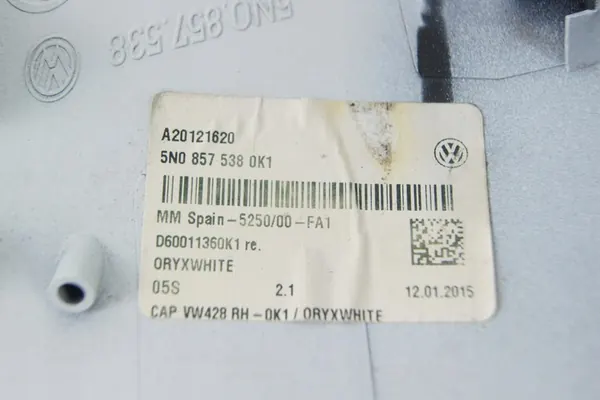 Volkswagen OE 5N0857538 Peilin Kotelo image 4