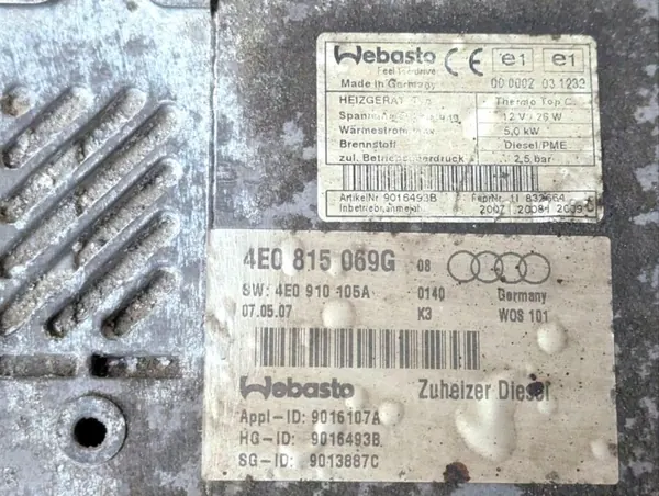 Webasto-lämmitin OEM 4E0815069G Audi A8 D3 2007 image 7