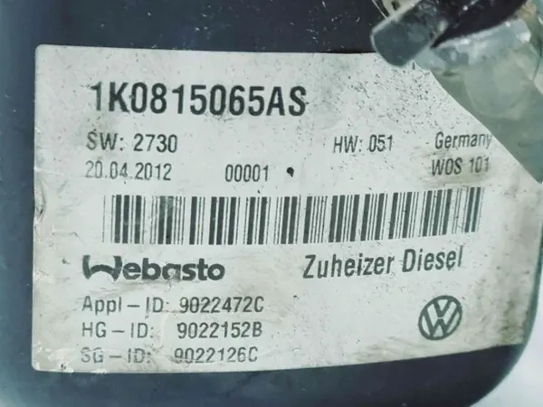 VW Caddy 2012 Chauffage Webasto 1K0815065AS image 3