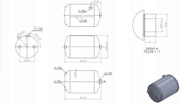 Ilmasäiliö 15L 246x399mm Volvo 20772295 OEM image 2