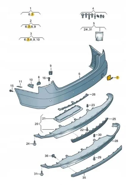 Copertura gancio posteriore Audi A6 C7 S-Line S6 image 2