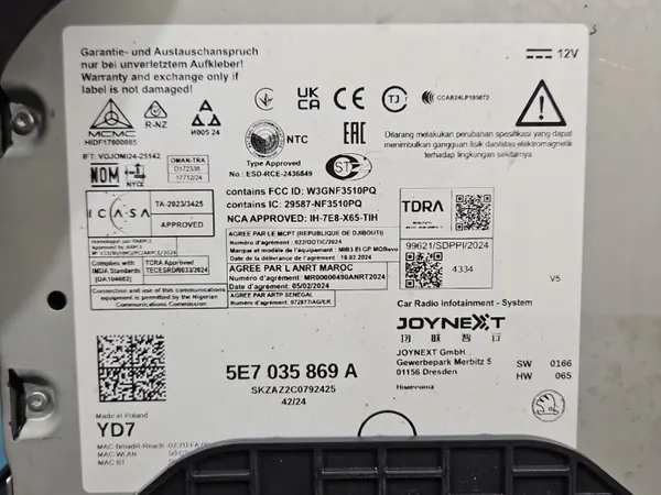 Lecteur Navigation Skoda OE 5E7035869A pour Octavia IV image 4