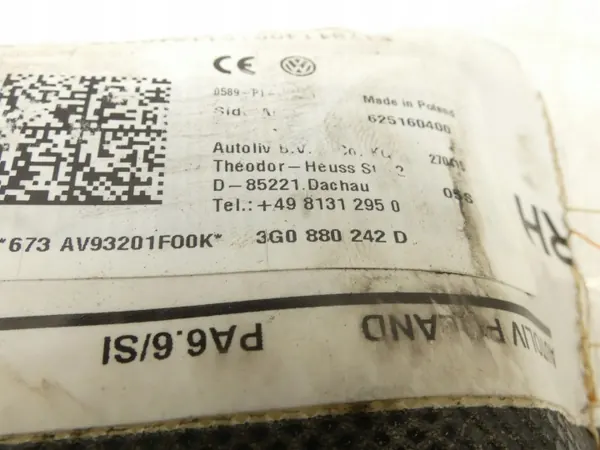 Airbag OEM 3G0880242D para Banco Dianteiro Direito image 4