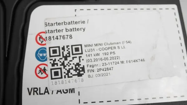 BMW OE Batteri AGM 70Ah 720A OEM 9381774 image 6