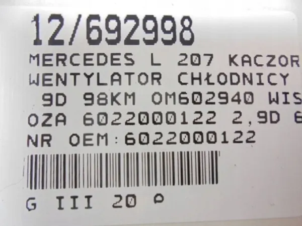 Mercedes Sprinter 906 2.8 TD Wisko OEM 6022000122 image 6