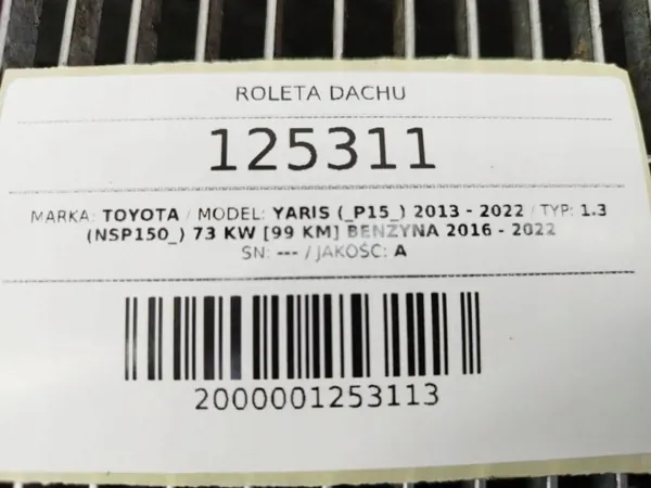 OEM AUST125311 Panoramadak Gordijn Toyota Yaris image 8