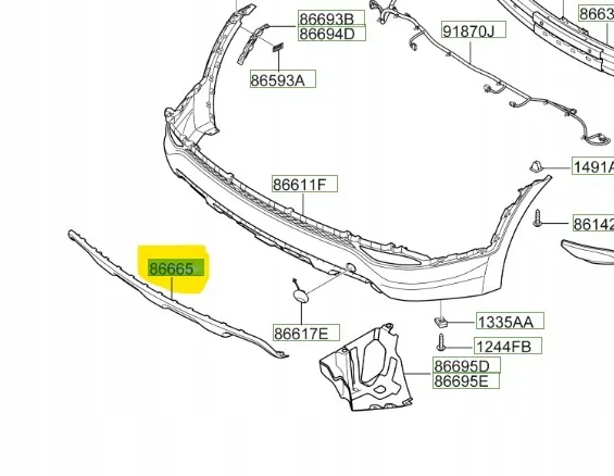 Cache bas de pare-chocs Hyundai Santa Fe 2012 OEM 866652W000 image 5